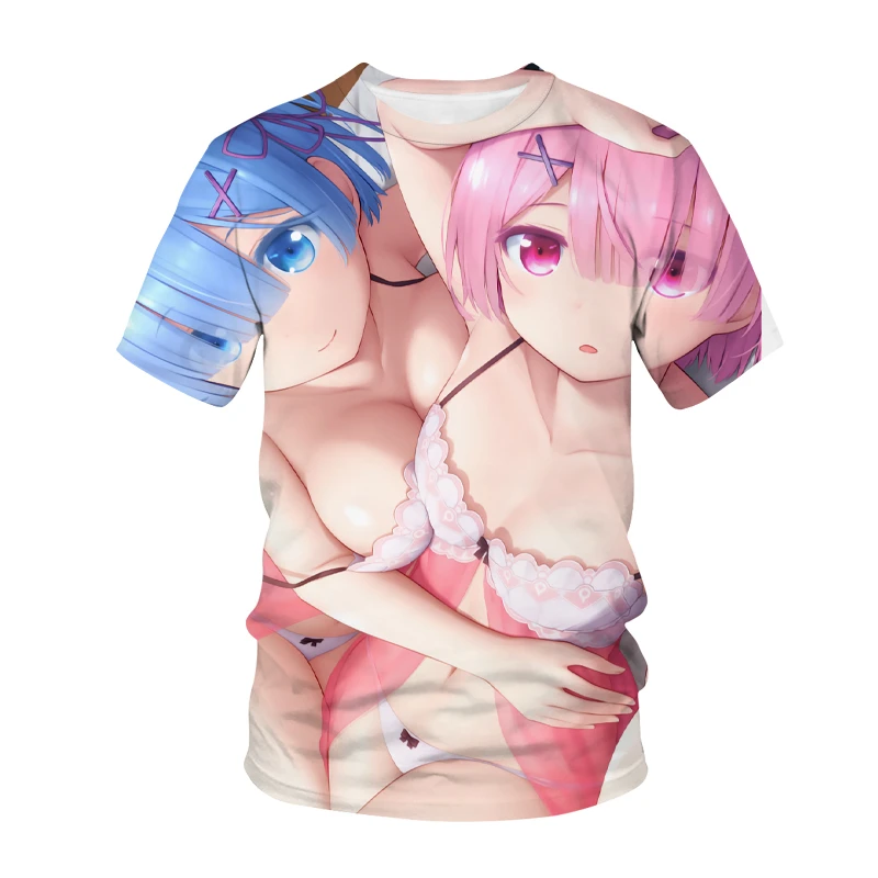 

Re Zero Rem Ram 3D Print T-shirt Cute Kawaii Girl Anime Streetwear Men Women Casual Fashion T Shirt Harajuku Hip Hop Tshirt Tops