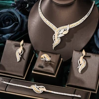 jimbora new 4pcs luxury african jewelry set for women wedding bridesmaid jewelry sets necklace earring bracelet ring party sets