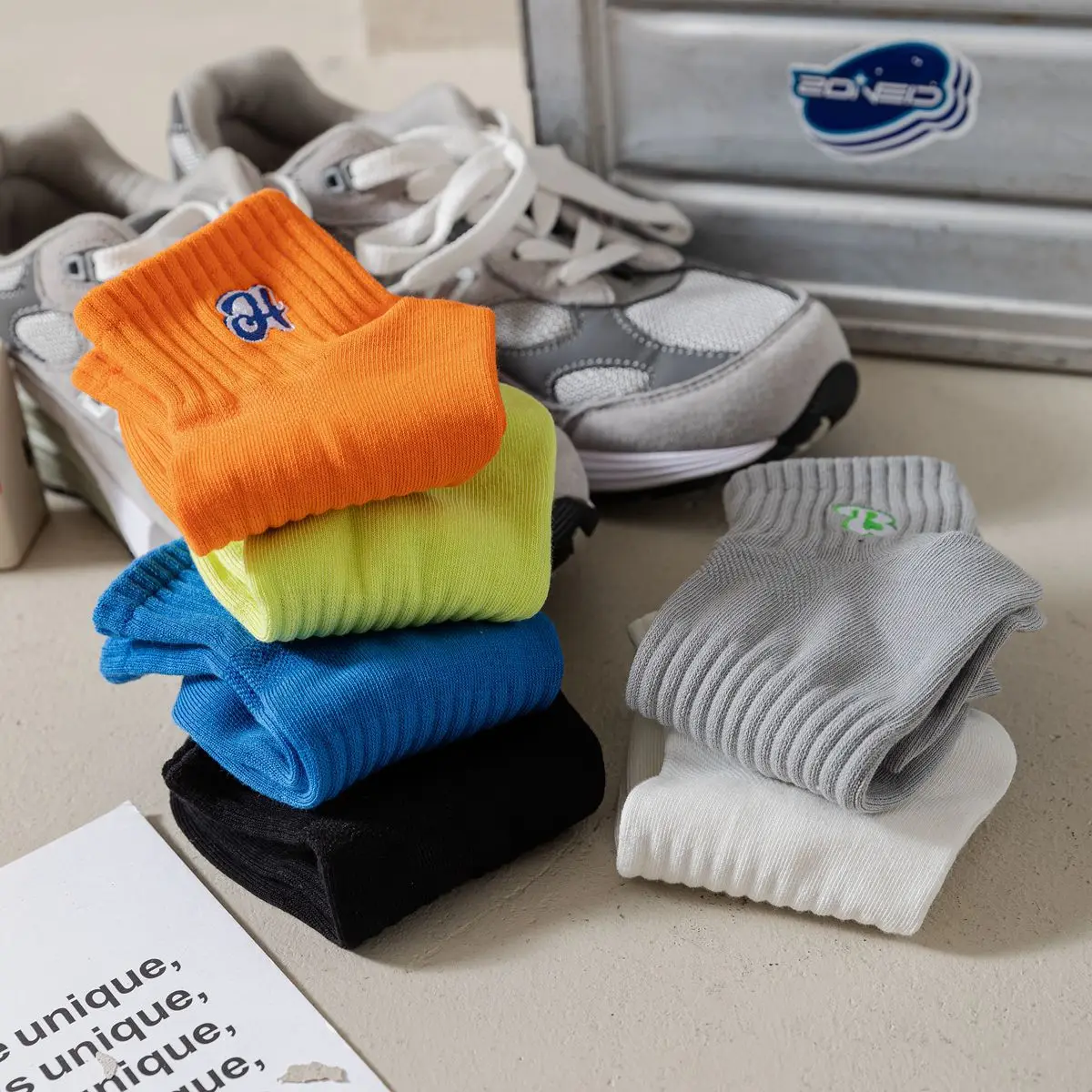 2pairs Summer Short Socks Embroidered Waist Cotton Sports Women's Socks