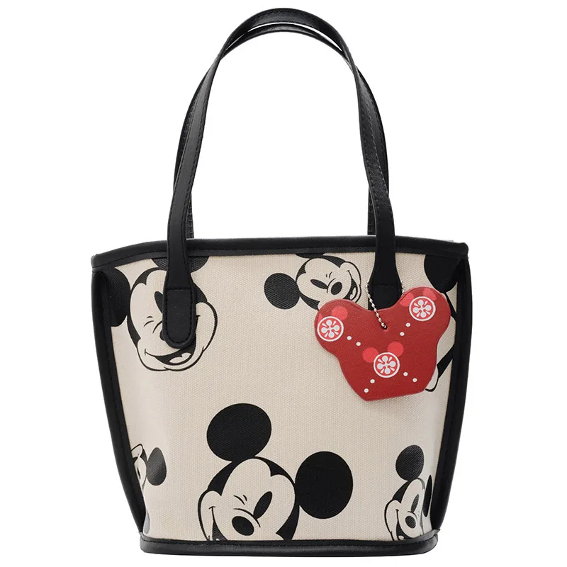 Disney New Fashion Mickey Mouse Lady Shoulder Bag Print Handbag Cartoon Cute Luxury Women's Canvas Small Square Bag