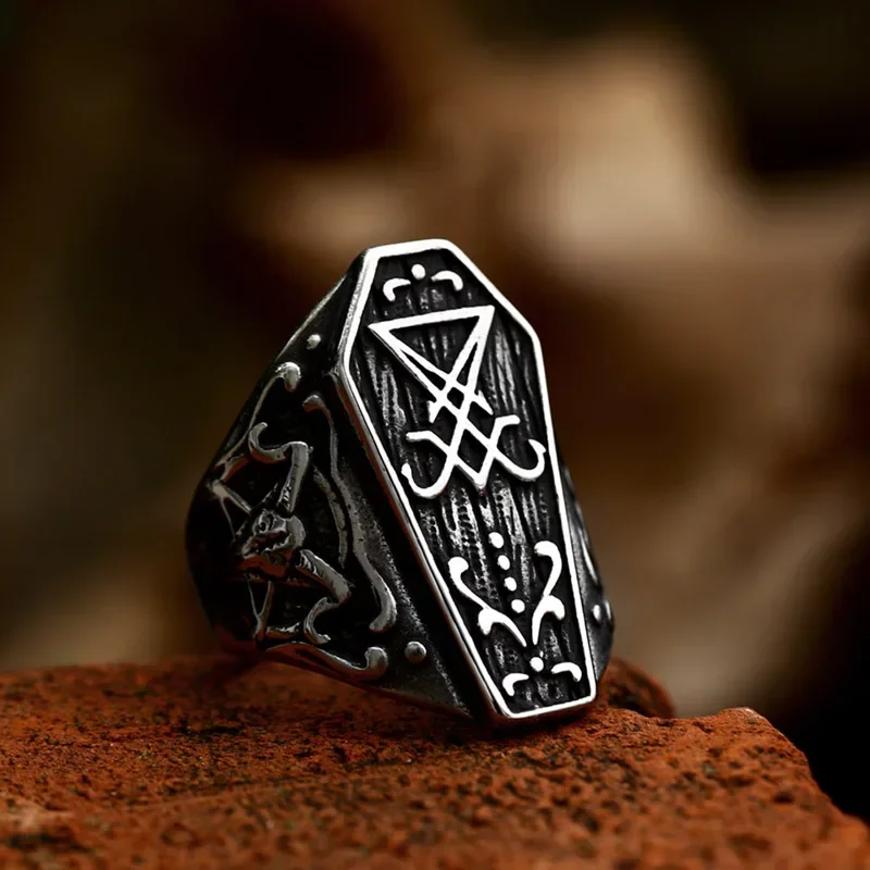 Блестящее сатанинское кольцо в стиле панк 2024 специальная конструкция