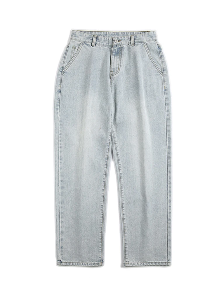 European and American Men's Four Seasons Trend Jeans High Street American Loose Straight Wide Leg Pants Streetwear Ins Hot Sale