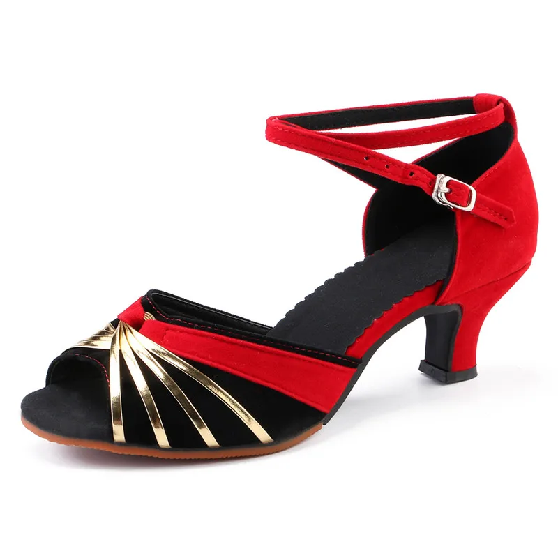 Professional Women Latin Modern dance shoes Ballroom medium high heel dance shoes drill Soft soled Cha cha tango dance shoes