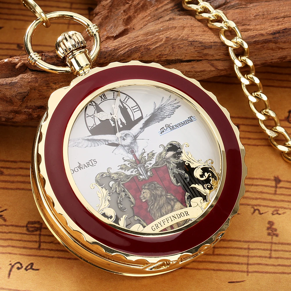 Chic Transparent Cover Musical Pocket Watch fob Chain Music Clock Creativity Roman Numerals Display Pocket Clock Gifts for Men