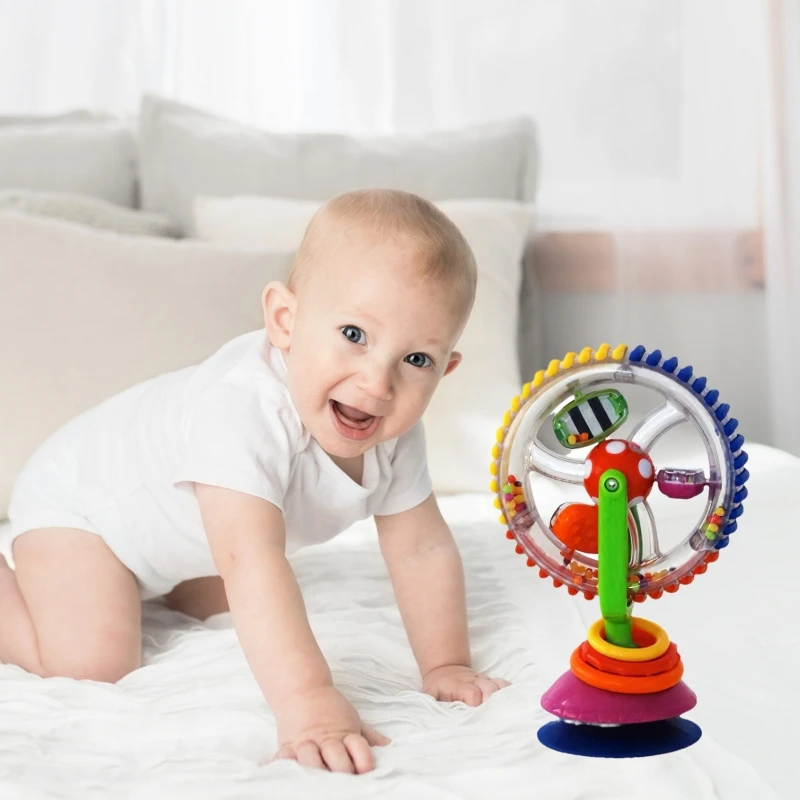 

Rotating Sky Wheel Rattle Baby Toy Water Play Spinner Cartoon Flexible Windmill Early Education High Chair Toy for Baby