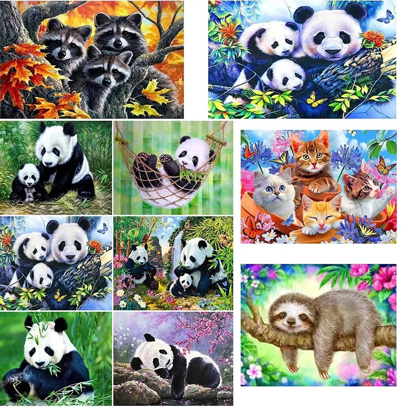New Style 5d Diamond Painting Animals Diy Diamond Art Raccoon Sloth Cat Panda Pictures Home Wall Decoration Gifts  Gift Hanging