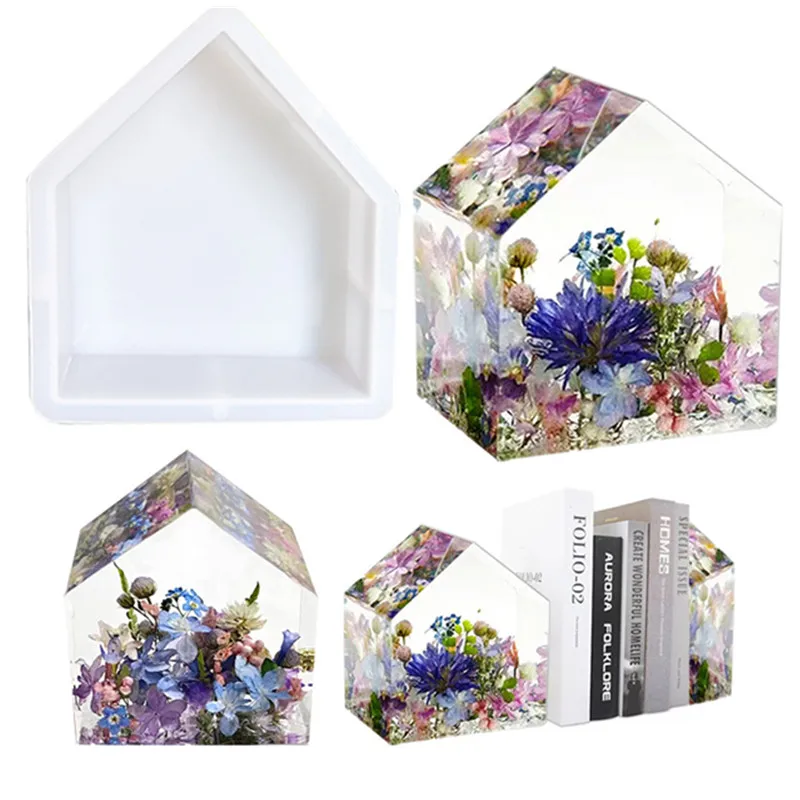 

DIY Crystal Epoxy Resin Mold Arch-shaped House-shaped Bookend Mirror Silicone Mould