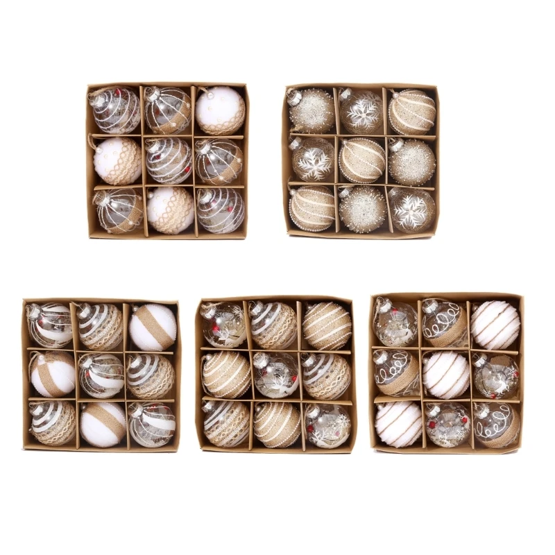 

9 шт./компл. украшения в виде рождественских шаров для рождественской елки, противоударные подвесные шары, праздничные Свадебные украшения ...