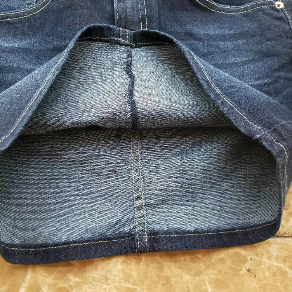 Летние офисные женские хлопковые Брендовые синие джинсовые юбки