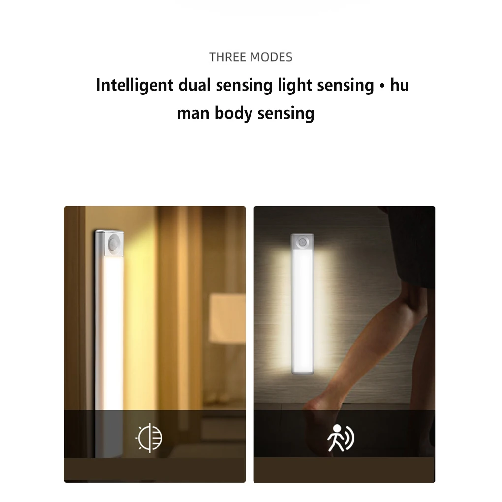

Cabinet Sensor Light Bar Eye Protection Smart Body Induction Lamp Adjustable Night-light Plug and Play Cupboard Closet