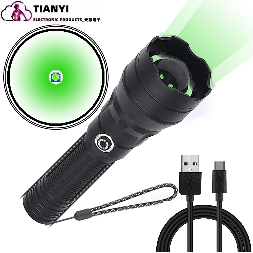 Зеленый охотничий фонарик светодиодный ручной фонарь - масштабируемые