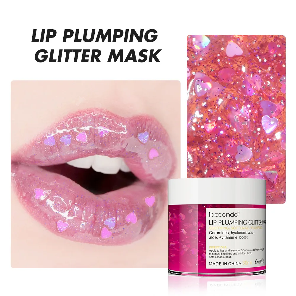 

Lip Plumping Glitter Lip Mask Aloe Vera Hyaluronic Acid Moisturizing Gel Lip Gloss Hydrating Deep Nourishing Fade Lip Lines