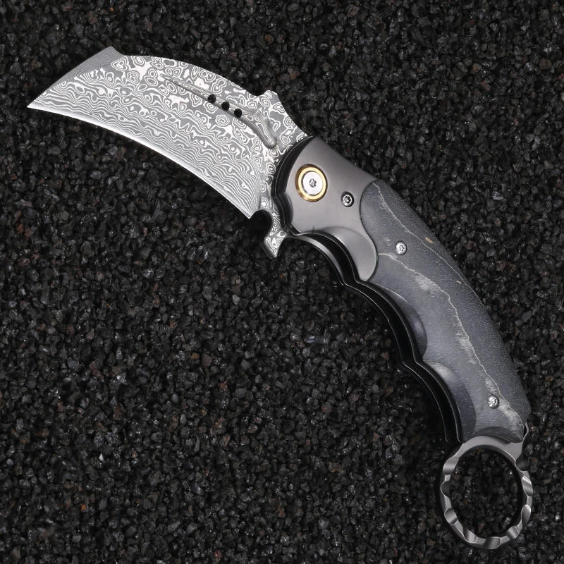

Nightcrawler VG10 Damascus Steel Knife Folding knife Outdoor Claw Knife Camping Fruit collector knife