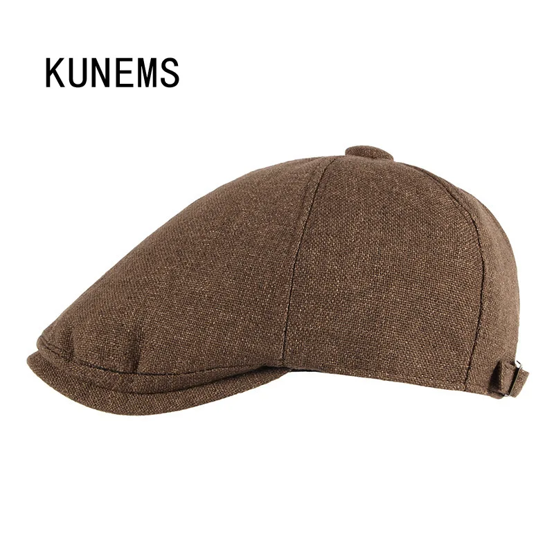 

KUNEMS Fashion Linen Beret Retro Newsboy Mens Hat Boina Casual Flat Caps Reverse Hats Dad Cap Gorras Hombre