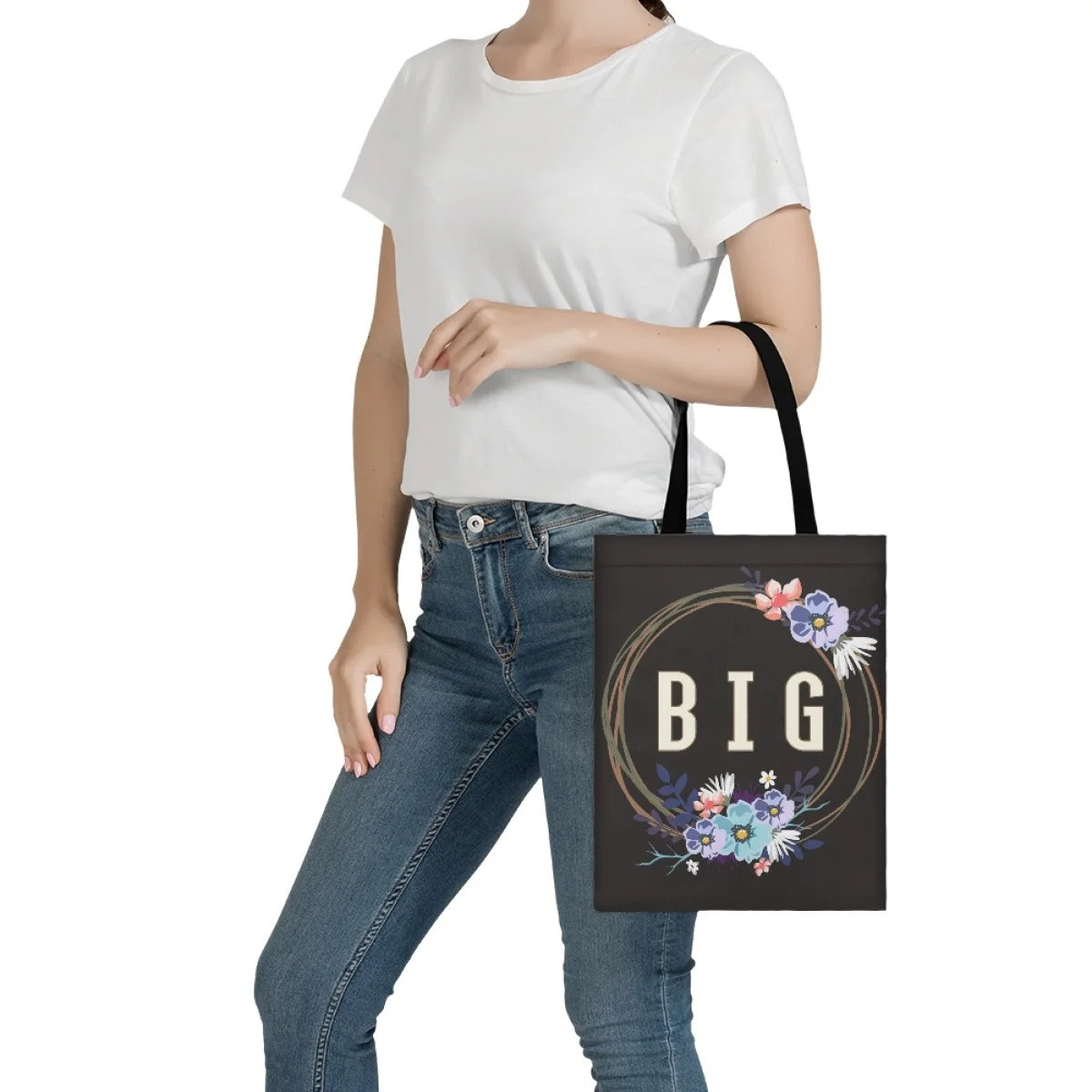FORUDESIGNS Big Little Sorority Design Cloth Reusable Foldable Shopping Bags Tote Bag Washable Shopper Storage Bag Handbag