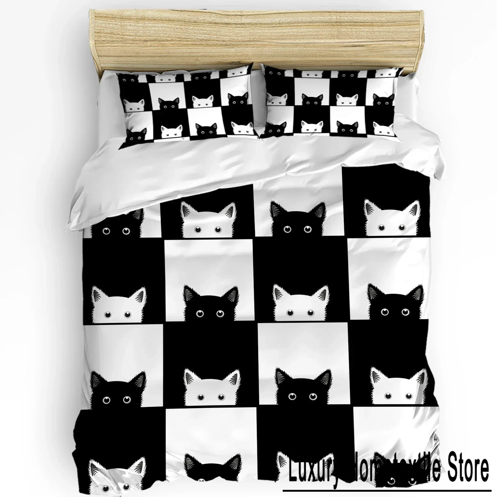 3 шт. Комплект постельного белья в клетку с подушкой