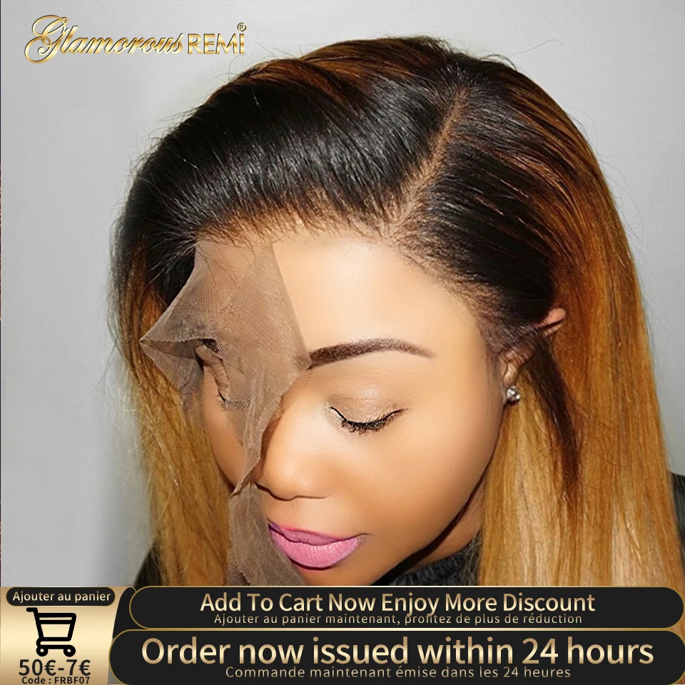 Colored Straight Lace Front Wigs For Women Human Hair Preplucked 13x4 Brazilian Ombre Brown Straight Lace Front Human Hair Wigs
