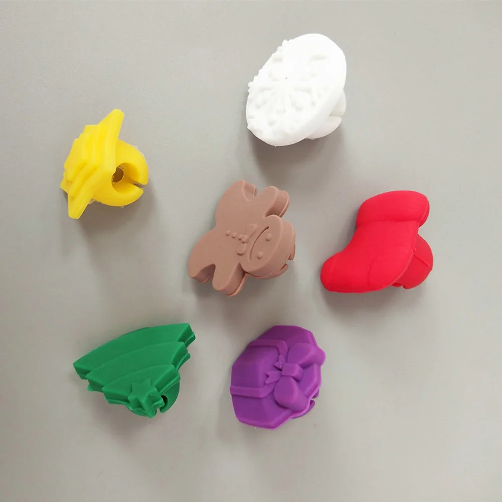

6pcs Christmas Themed Colorful Dedicated Cup Marker Glass Silicone Label Rubber Glasses Recognizer Accessories