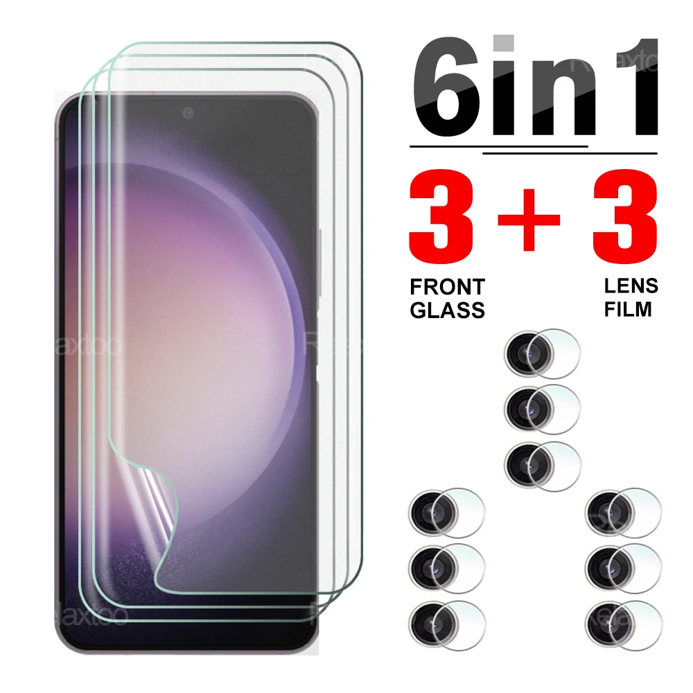 

Гидрогелевые пленки с полным покрытием для Samsung Galaxy S23 S23Plus Ultra S23Ultra, пленка для объектива камеры, мягкая морозная пленка, не стекло, 6 в 1