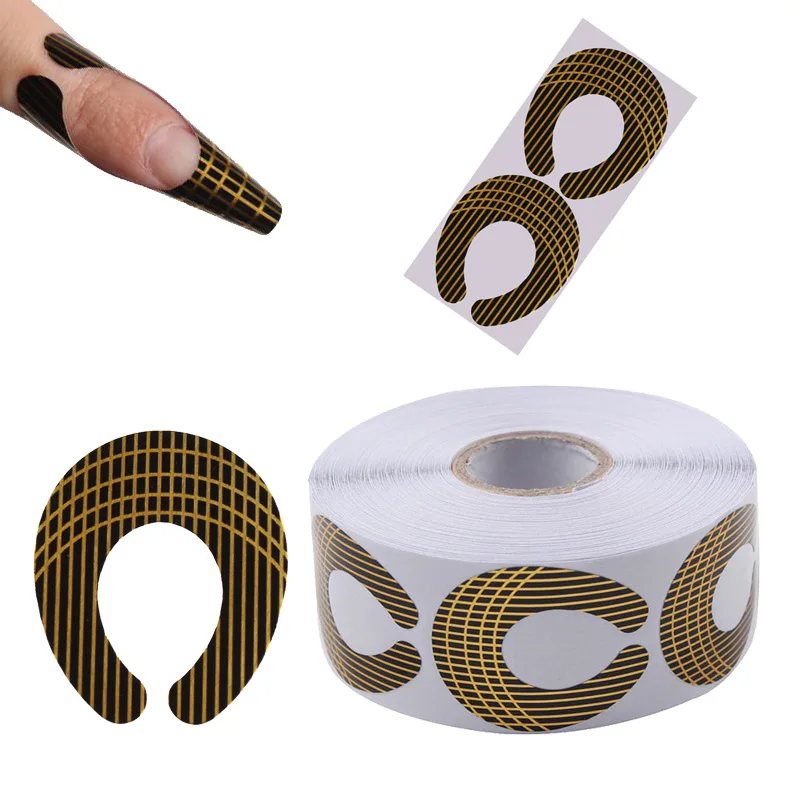 

100/500Pcs C Shape Nail Extension Forms Stickers Holder For Gel Acrylic Tips French Nail Builder Mold Extension Tools