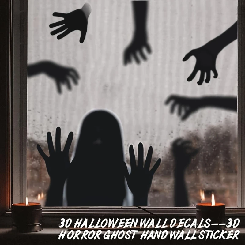 

Halloween Window Decoration Horror Female Ghost Dark Shadow Sticker Pvc Thriller Ghost Hand Glass Sticker