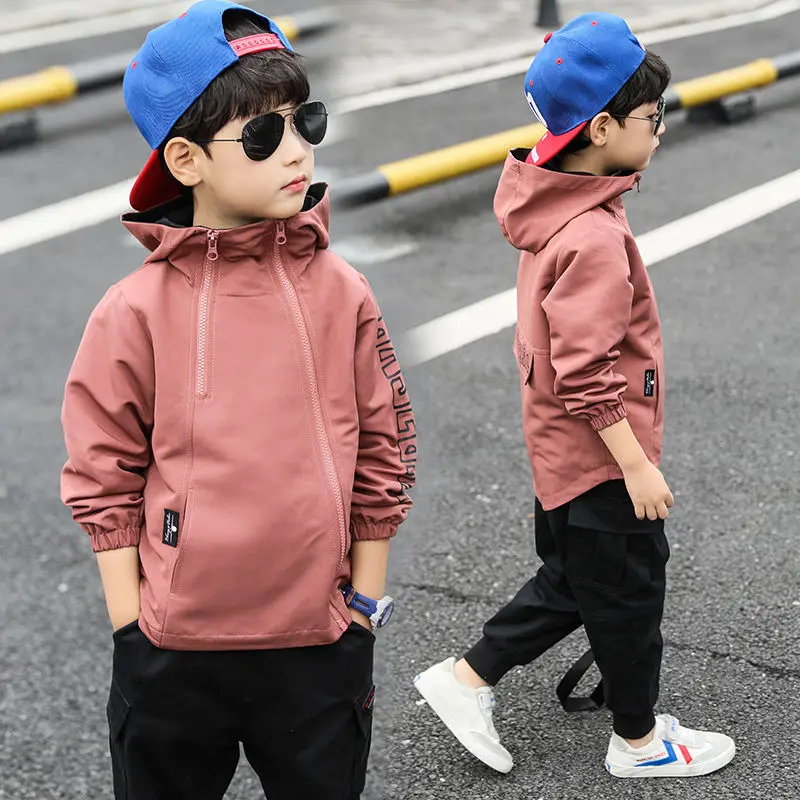 

teenage Boys Jacket clothing 2022 Fashion Spring Autumn sport hoodies Coats Children's Letter Print Windbreaker Outerwear tops