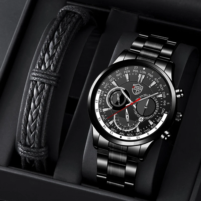 

uhren herren 2022 mode Herren Uhren Luxus Mann Edelstahl Quarz Armbanduhr Männer Sport Casual Schwarz Leder Armband Leucht Uhr