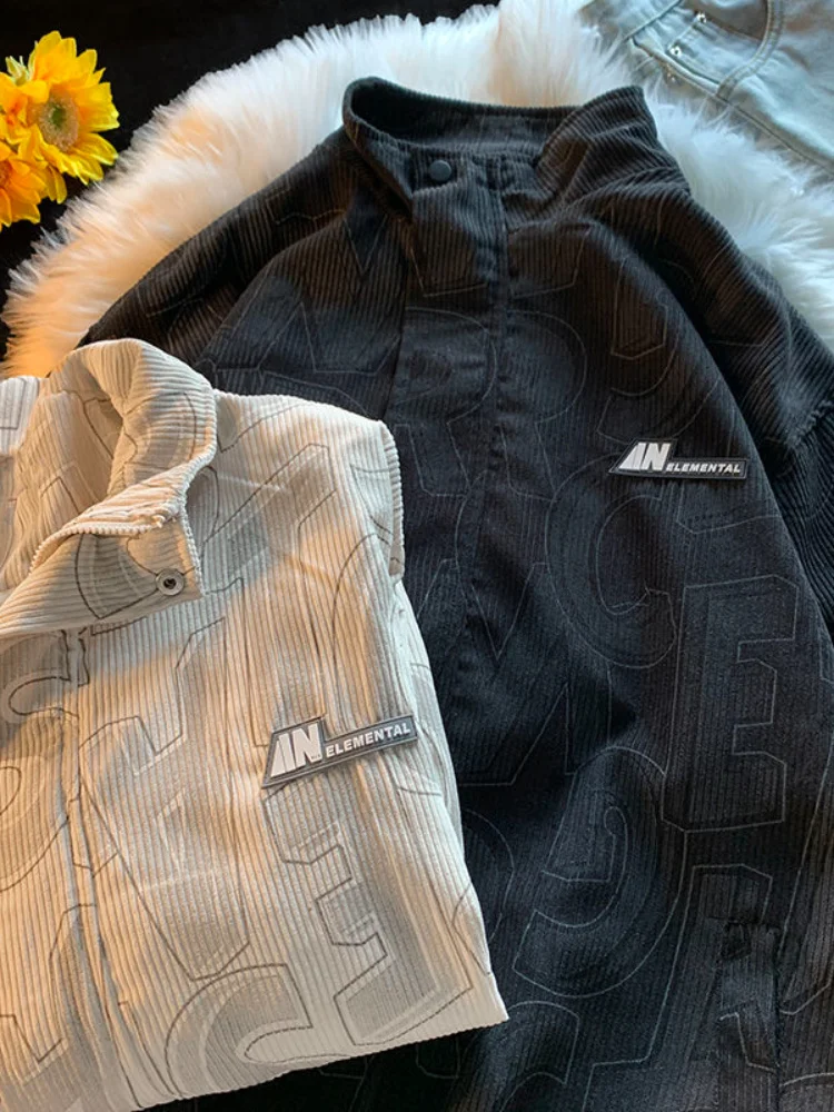 Вельветовая мужская куртка на молнии в корейском городском стиле дизайнерская