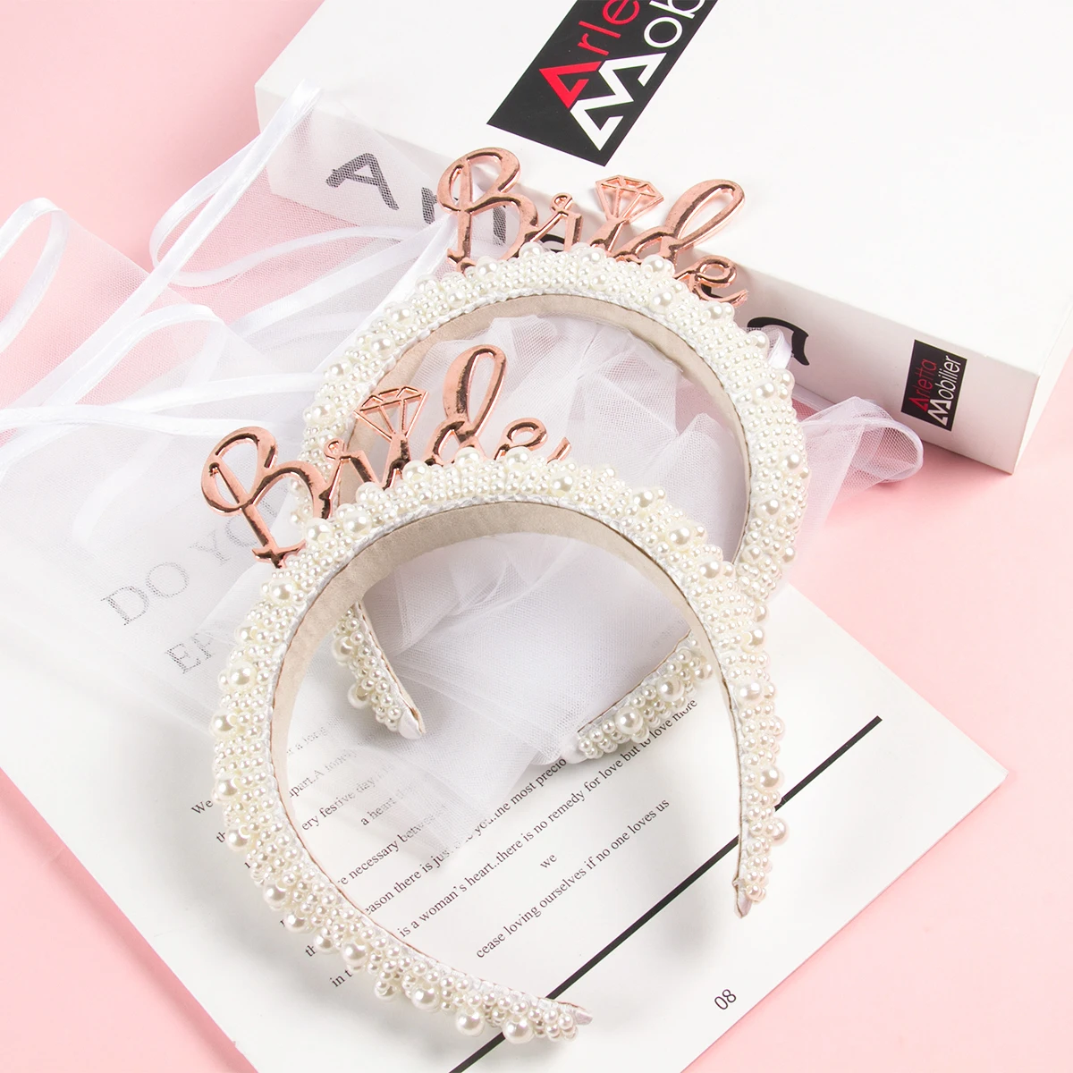 

1pc Bride To Be Pearl Crown Headband Tiara Veil Bachelorette Hen Party Ladies Night Bridal Shower Gift Wedding Decoration