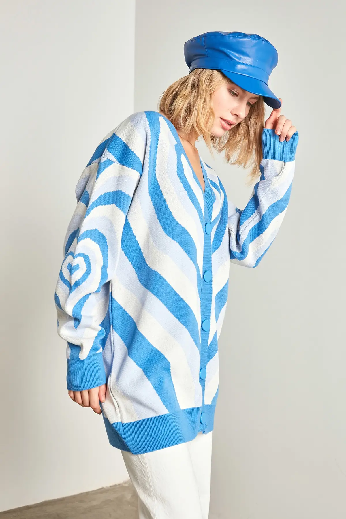 

Women's Cardigan Blue sportswear Yl-Hr99902 Casual Knitted Quality Fashion Cardigan Sweater Sweater Jumper Loose Sweater Jumper