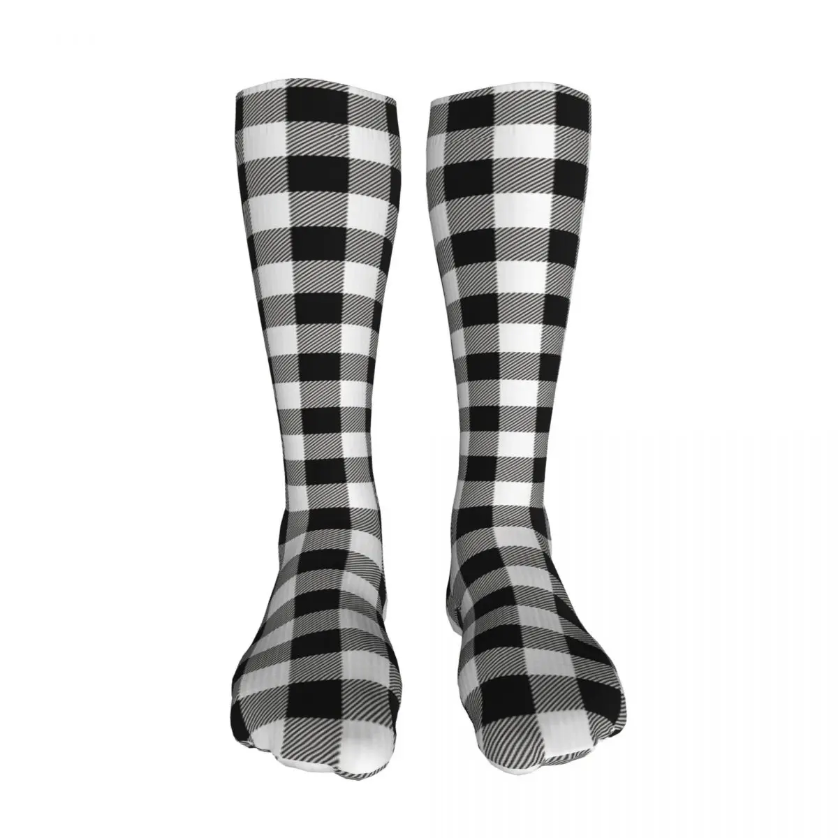 

Compression Socks Men Women Running Sports Socks Black White Plaid Varicose Vein Edema Knee High Leg Support Stretch Stocking