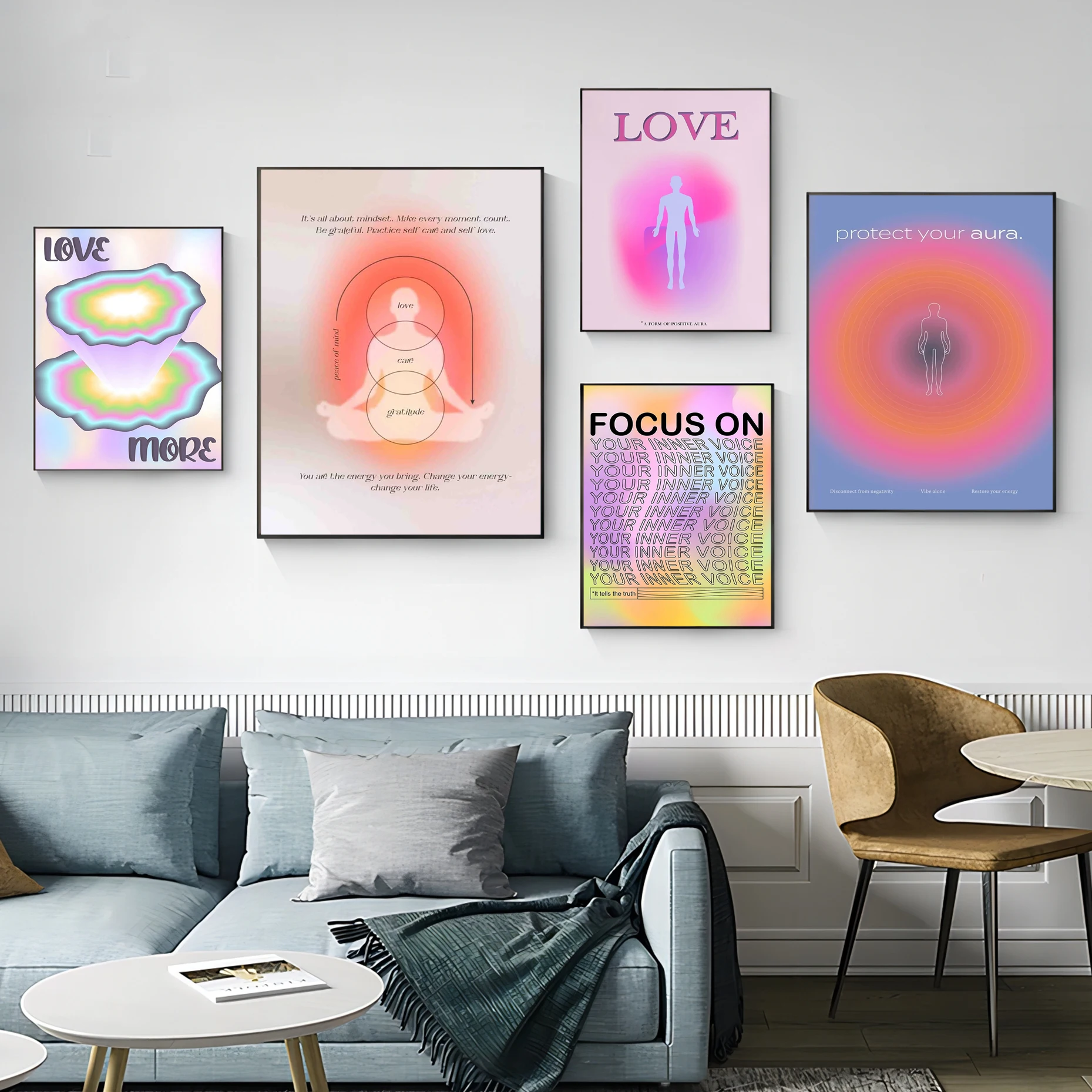 

Psychedelic 70s Gradient Spiritual Energy Meditation Art Good Prints Posters Retro Kraft Paper DIY Room Bar Cafe Wall Painting