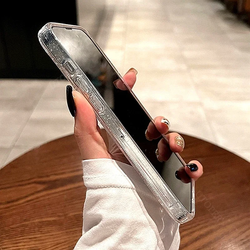 Новый роскошный блестящий прозрачный чехол для iPhone 15 14 13 12 11 Pro Max Plus Mini