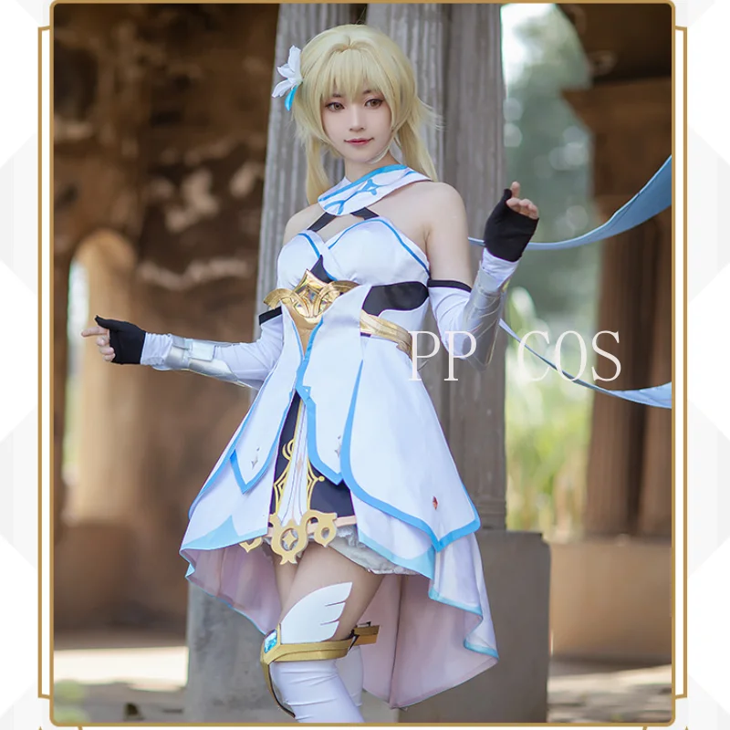 Genshin Impact  Lumine Cosplay Costumes  Halloween Party Game Clothes for Women Girls Cute Suit Wig Shoes Full Sets images - 6