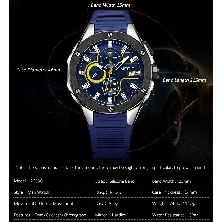MEGIR мужские армейские военные часы лучший бренд класса люкс мужской хронограф