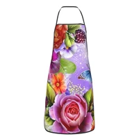 flower and bird gradient apron decoration butterfly animal theme animal lover adjustable strap apron gardening kitchen dining