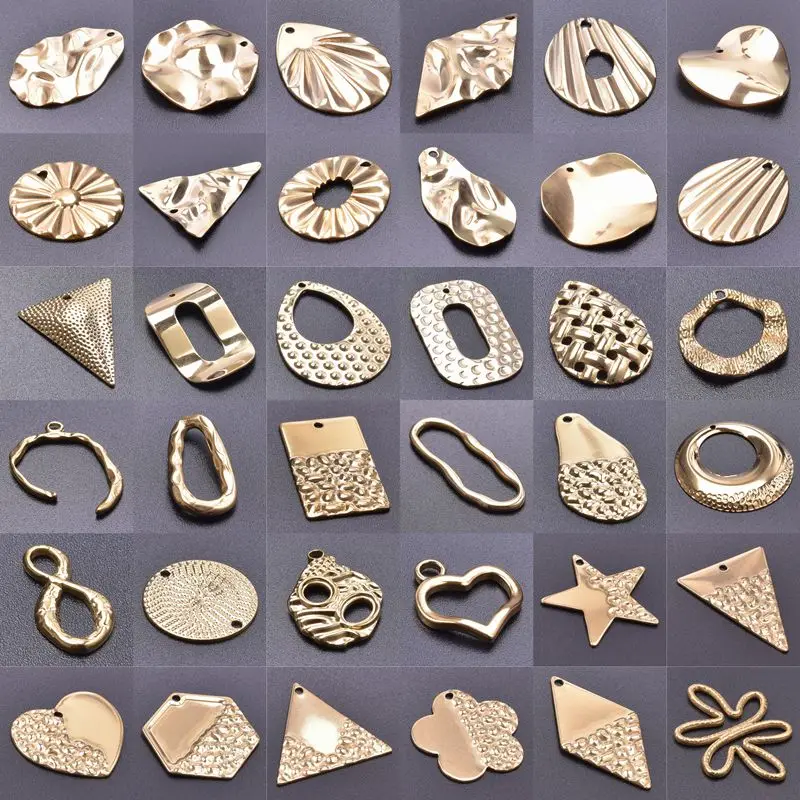 

6pcs Stainless Steel Gold Color Geometric,Heart Star Dangle Diy Earrings Pendant Accessories Jewelry Making Necklace Materials