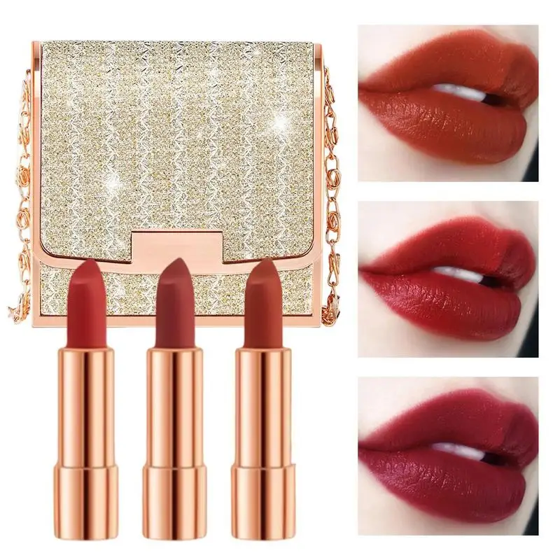 

3Pcs Makeup Lipstick Liquid Velvet Matte Gloss Lip Red Lipstick Nude Women Long Lasting Waterproof Beauty Cosmetic Kit For Girls