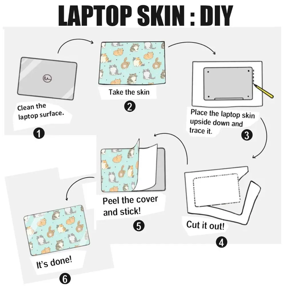 DIY 15-дюймовые наклейки для ноутбука, водонепроницаемый чехол для ноутбука с милым котом для MacbookHPDellLenovoAcerASUS (art.: 3920cc50fa3c0) - 3920cc50fa3c0