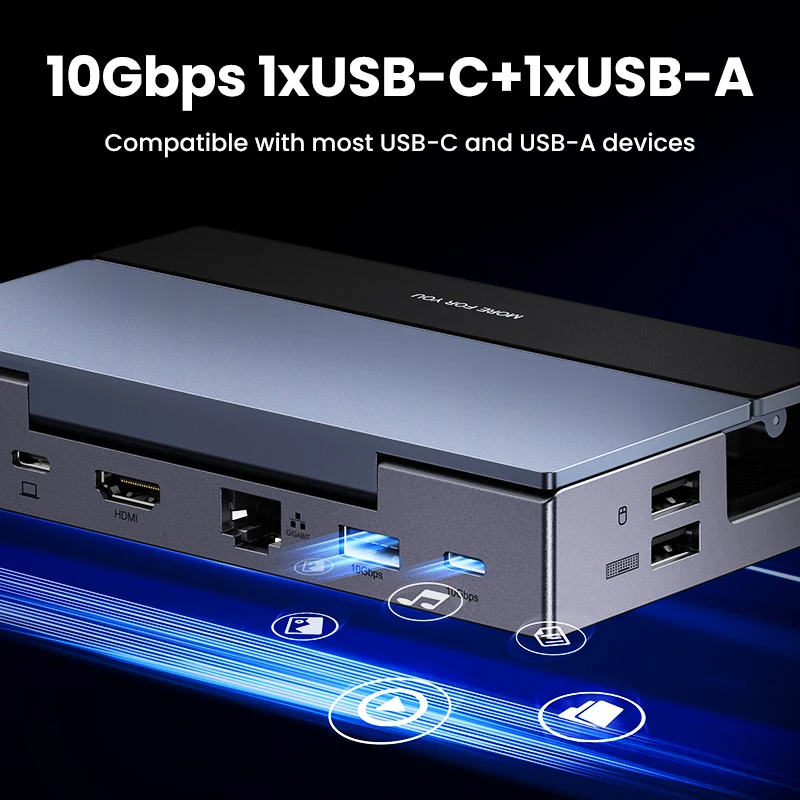 (RU Special) Док-станция UGREEN Revodok Steam Deck 9-в-1 USB-C до 4K60 Гц 10 Гбит/с USB-A&ampC 1000 Мбит/с RJ45 PD100W