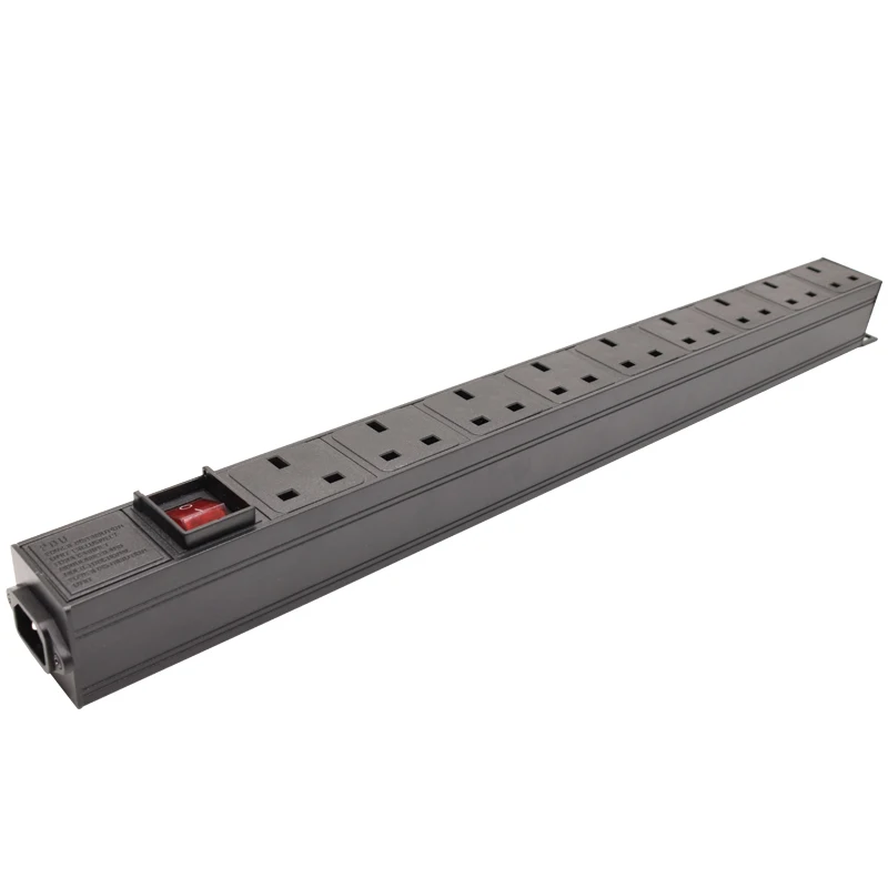 

Удлинитель питания PDU из алюминиевого сплава, 3500 Вт, C13 вход, 9 каналов, Великобритания, плата расширения Кабинета без проводов