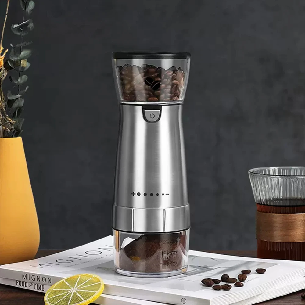 

Stainless Steel Cordless Coffee Grinder Electricwith Portable Bag One Touch Push-Button Control, Removable Cup Coffee Capacity