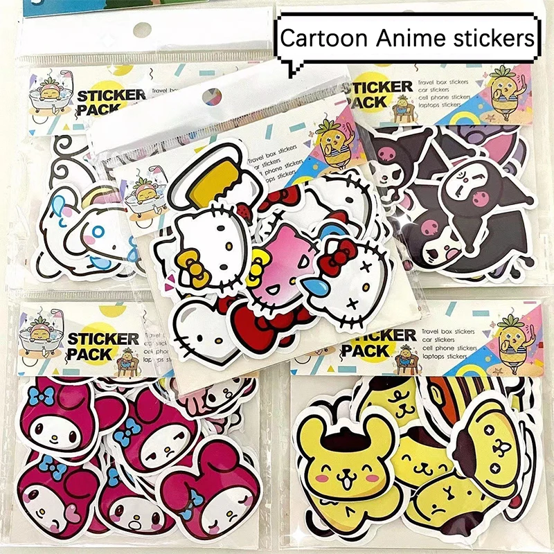 

Sanrio Stickers Kuromi Cinnamoroll Cartoon Anime Kawaii Cute Expression Pack Stickers Laptop Hand Account Decoration Stickers
