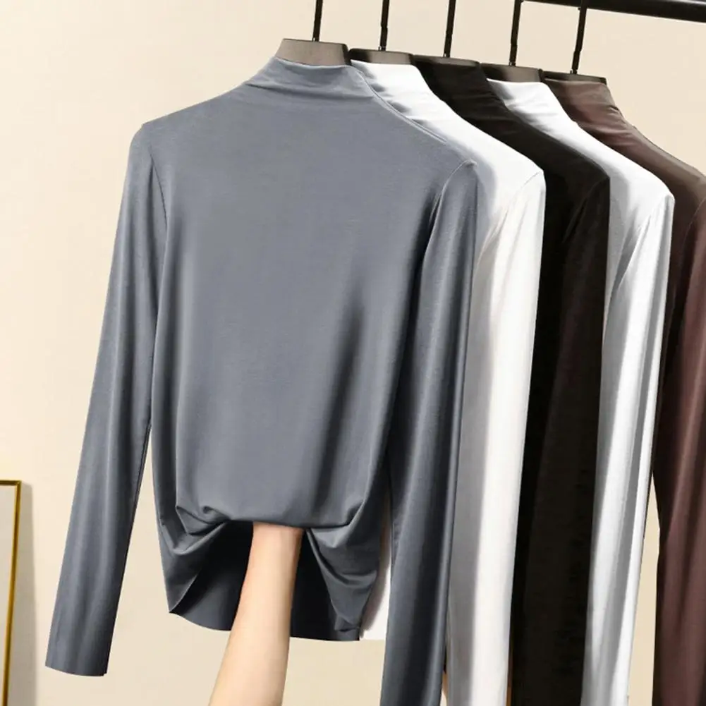 

Skinny Versatile Simple Pure Colors Warm Bottoming Top Daily Clothing