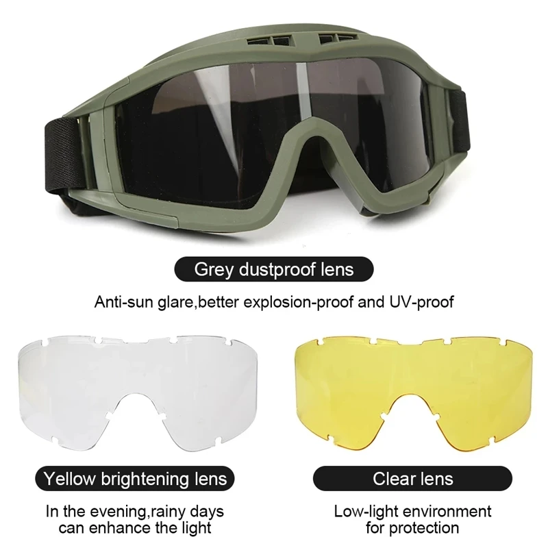 

Air gun shooting tactical goggles CS protective lenses Motorcycle anti dust application Suitable for paintball safety