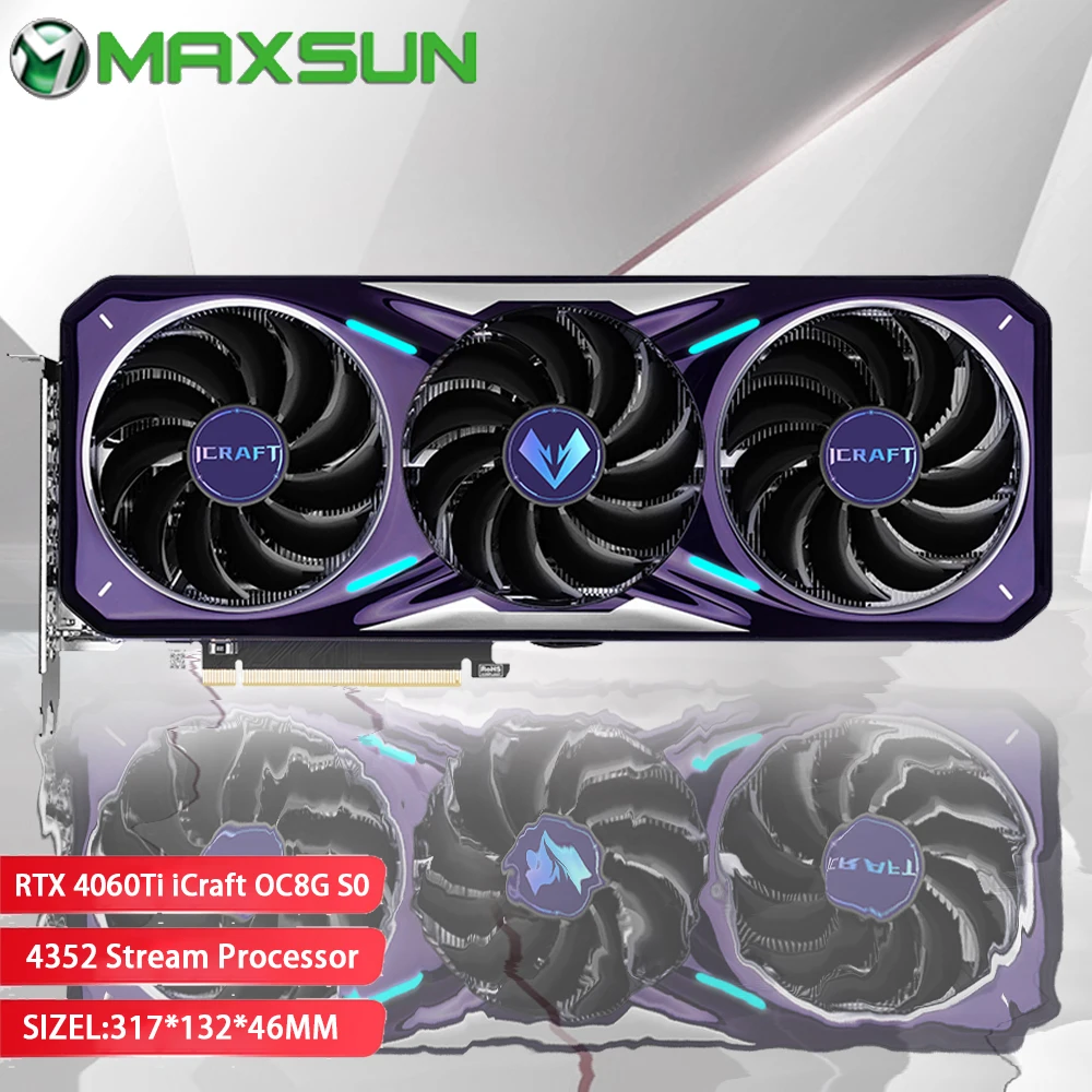 

Видеокарта MAXSUN RTX 4060 iCraft OC8G GDDR6 GPU 128bit PCI Express 4,0x8 NVIDIA игровая видеокарта