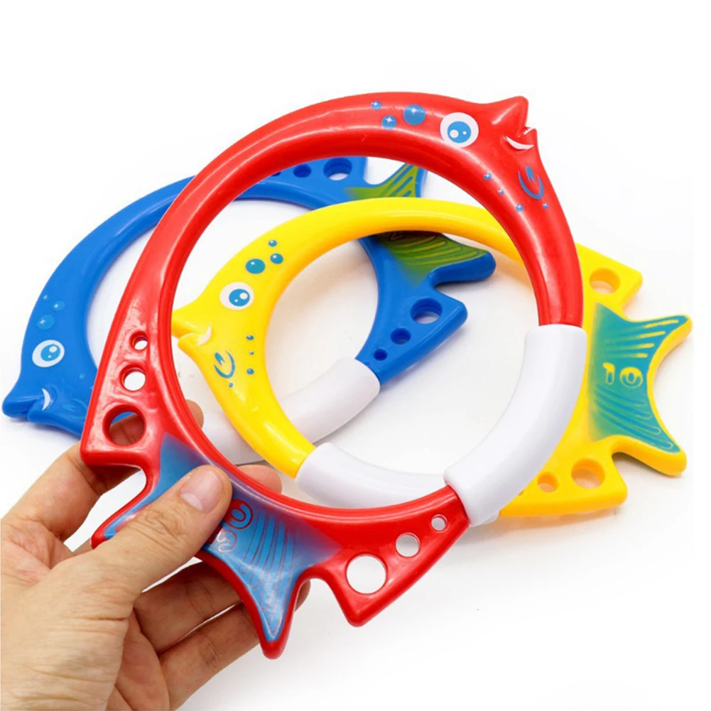 

3pcs Diving Training Fish Rings Children Swimming Pool Underwater Throwing Fish Rings Game Toys for Kids Water Toy Sets