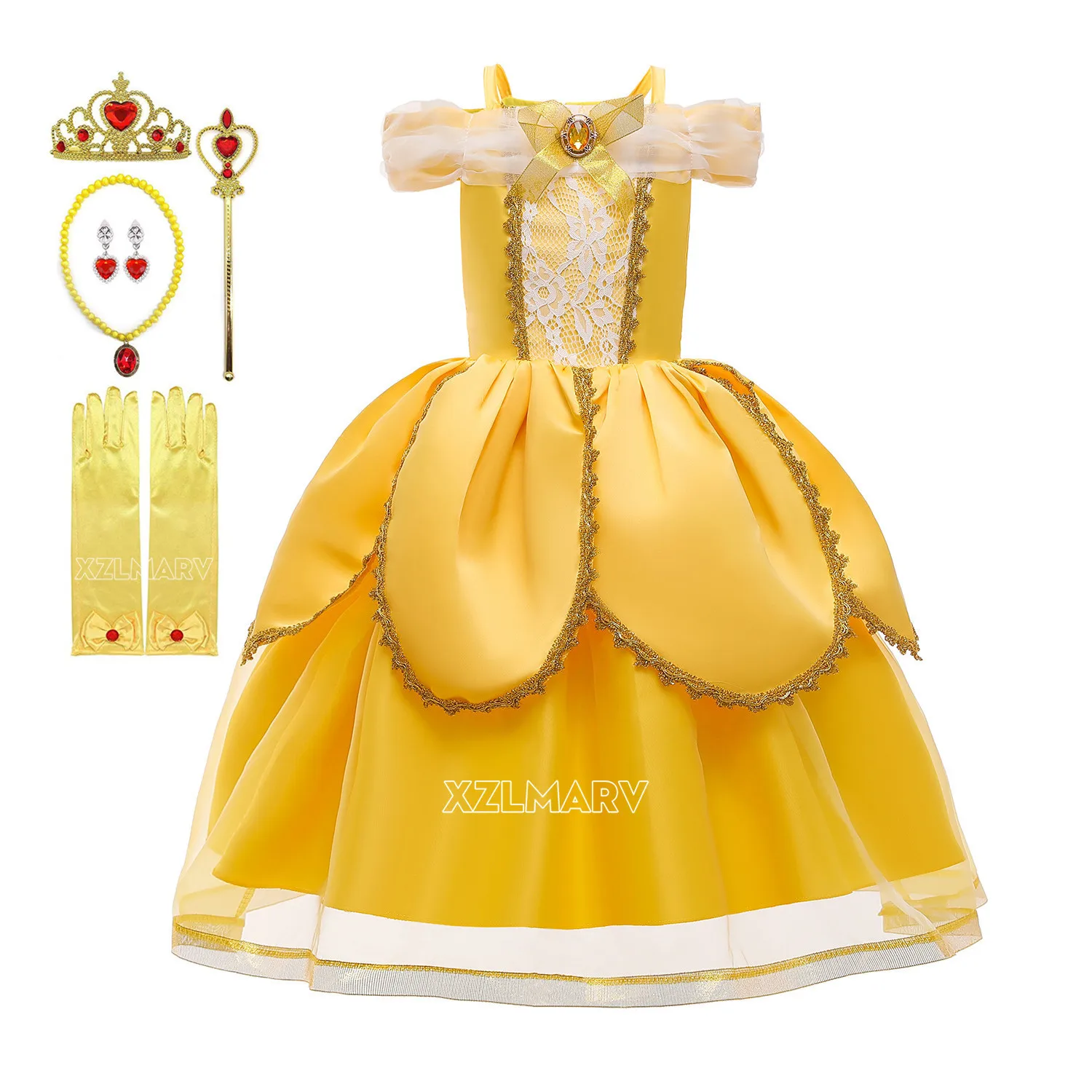 

Платье принцессы Белль для косплея 2022, платья для девочек, детская вечерние чная одежда для красавицы и чудовища, Детский костюм с волшебной...