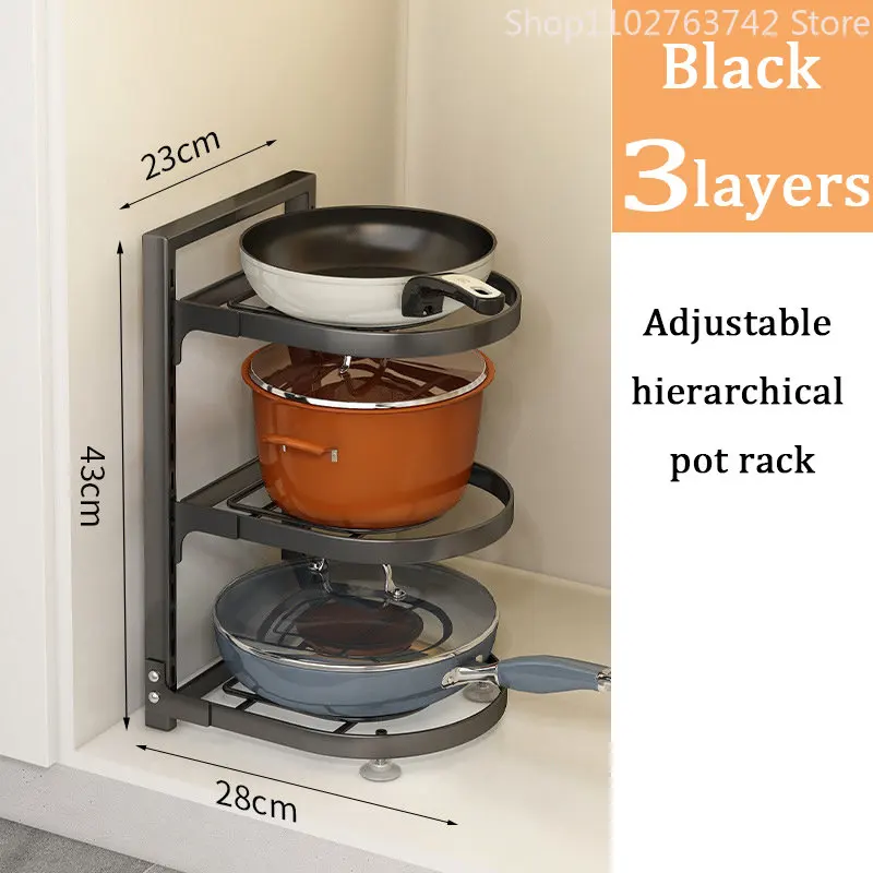

Кухонная полка из углеродистой стали, утолщенная кухонная полка для горшков, стеллаж для хранения, многоярусная стойка, регулируемая стеллаж для хранения