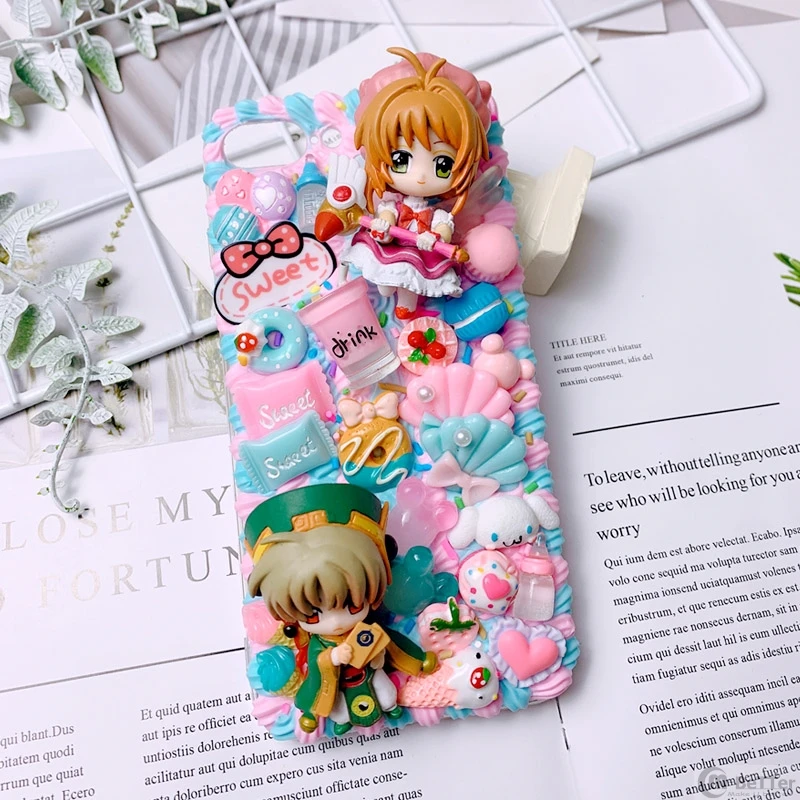 

DIY чехол для iPhone 11/13 pro max 3D чехол для телефона для девочек и мальчиков ip X/XS MAX XR кремовый чехол ручной работы 7/8plus 12 мультяшный подарок Сакура